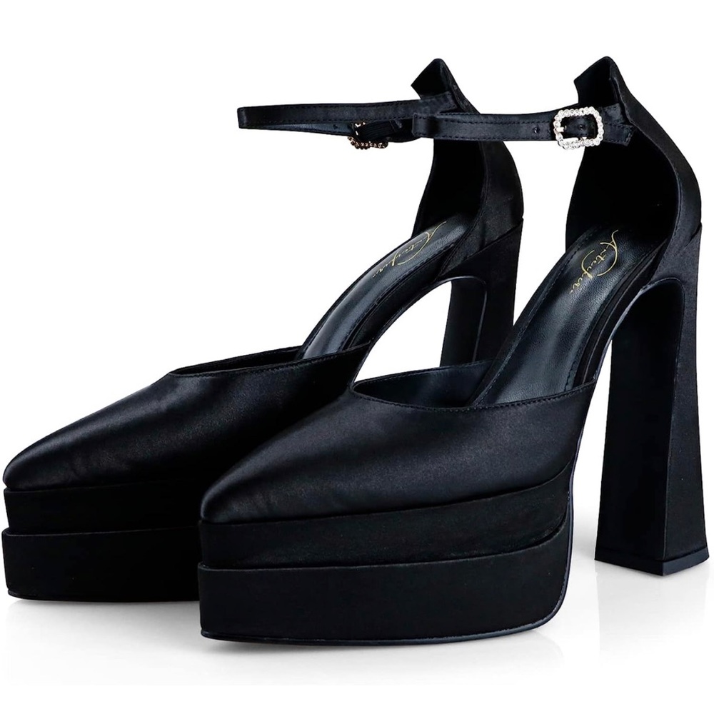 anteikira Women Fashion High Heels Sexy Pointed Closed Toe Double Platform Shoes